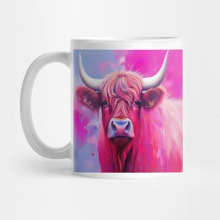 Pink Highland Cow Abstract Painting Mug